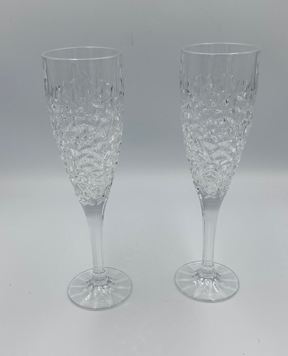 Rogaska Ice Cold Crystal Champagne Toasting Fluted Glasses